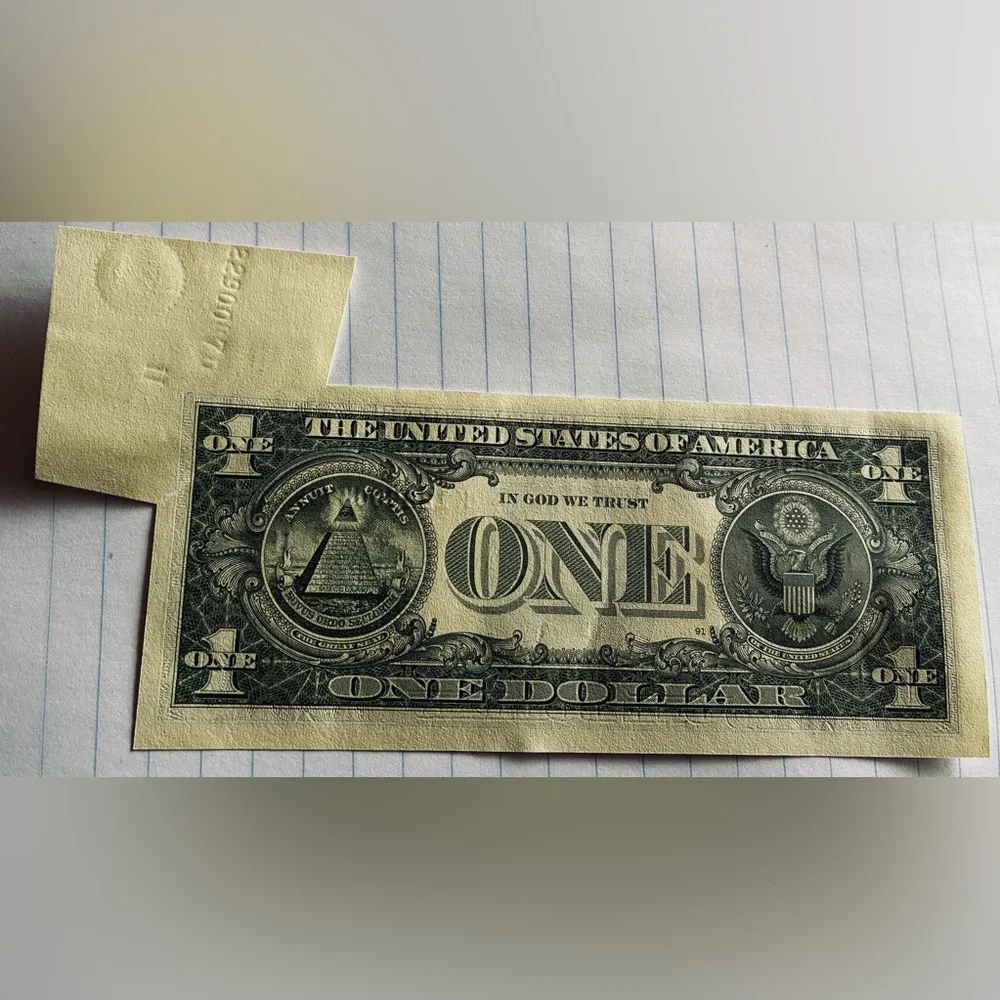 United States One Dollar Bill Error Corner/Butterfly Flap Uncirculated RARE!!